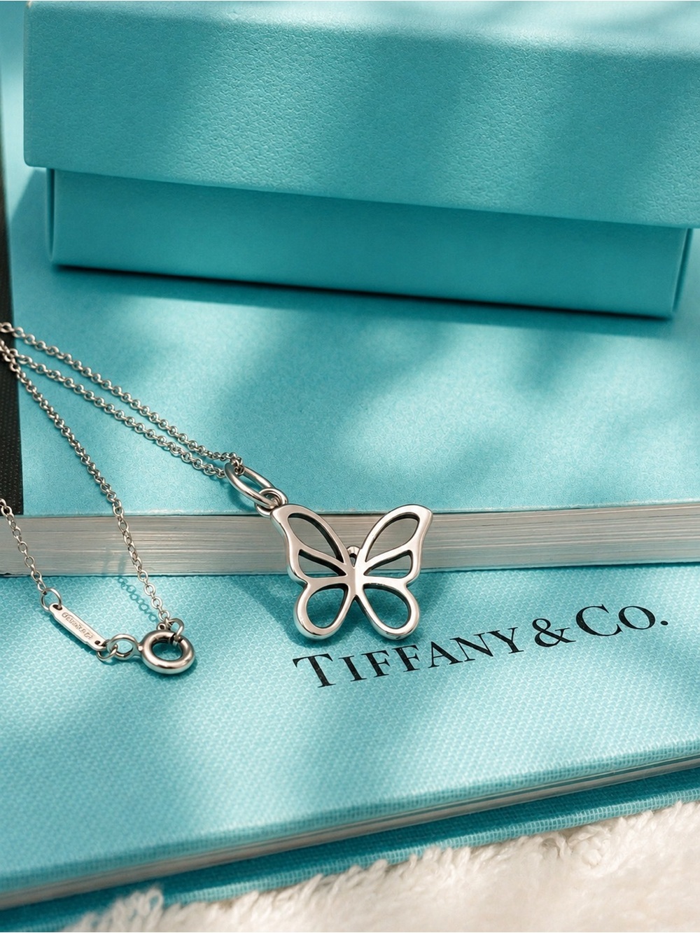 Authentic Tiffany & Co Mini Butterfly Pendant Necklace